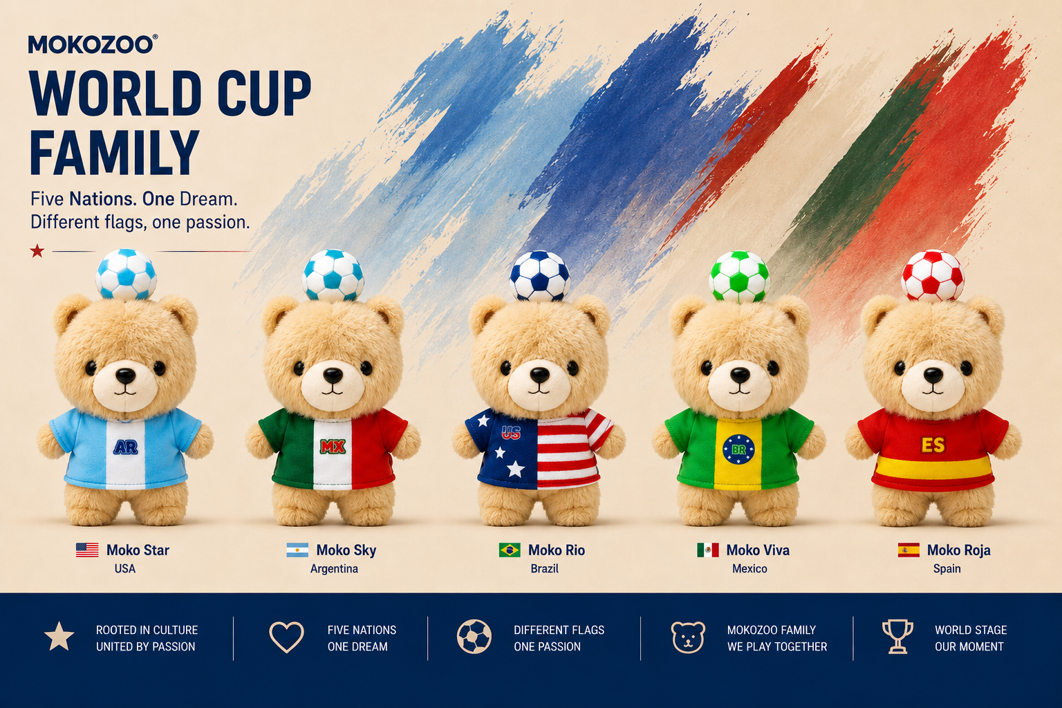 Mokozoo World Cup family character products