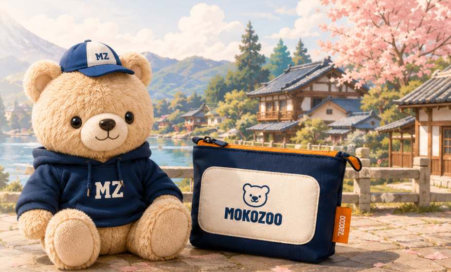 Mokozoo bear and pouch scene