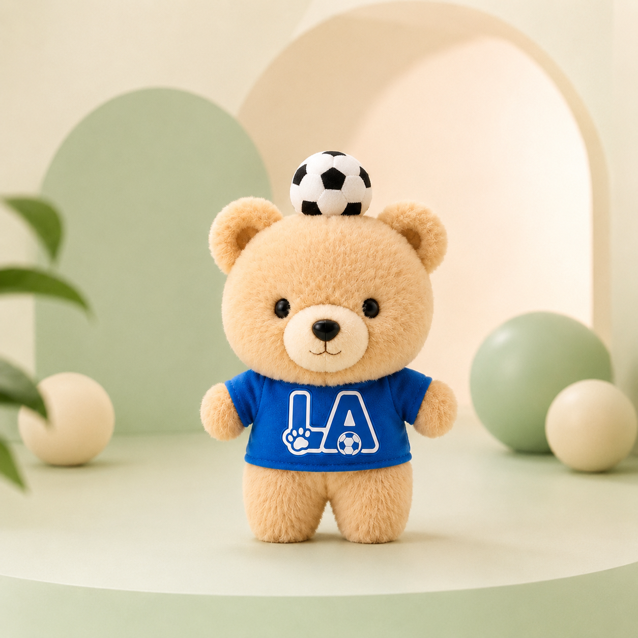 Custom soccer bear plush doll sample